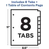 Avery Ready Index 1-8 Tab Binder Dividers With Customizable Table Of Contents, 8-1/2" x 11", 8 Tab, White/Multicolor, 1 Set