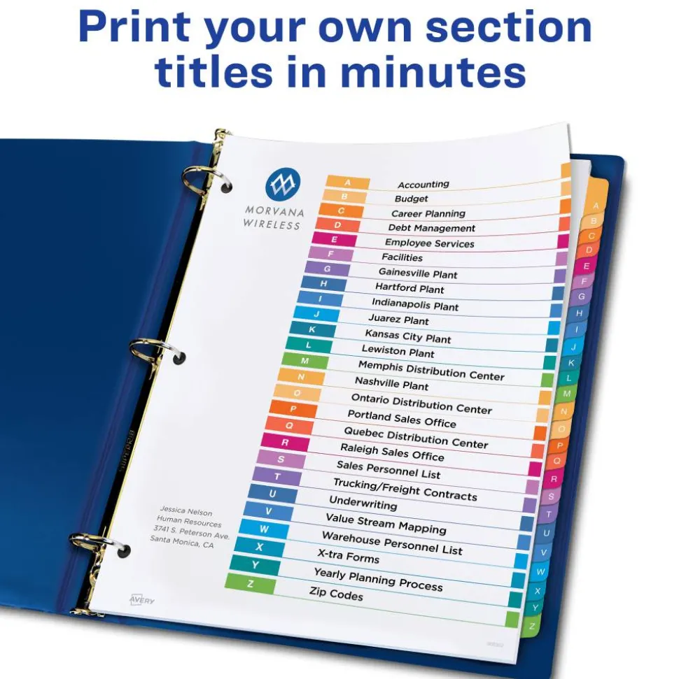 Avery Ready Index Table of Contents Dividers