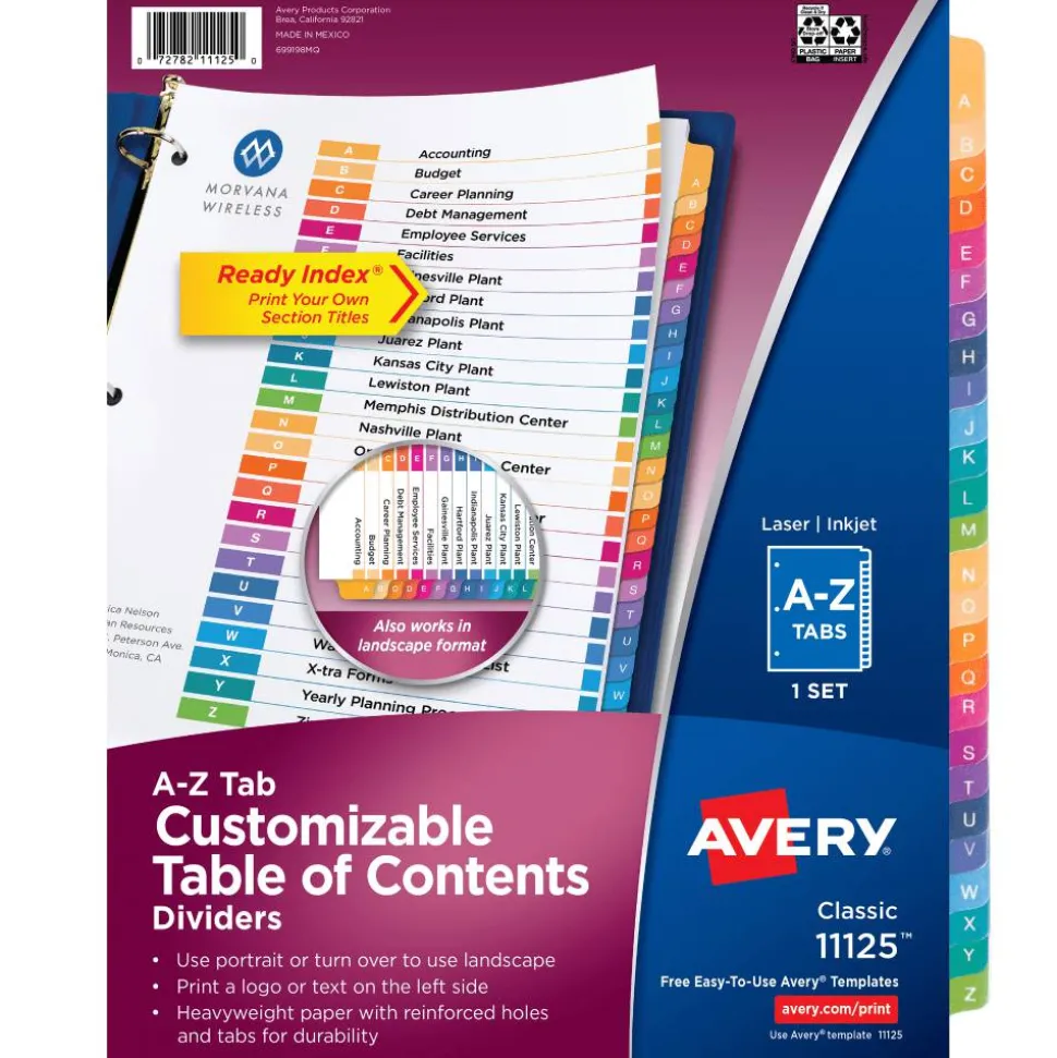 Avery Ready Index Table of Contents Dividers