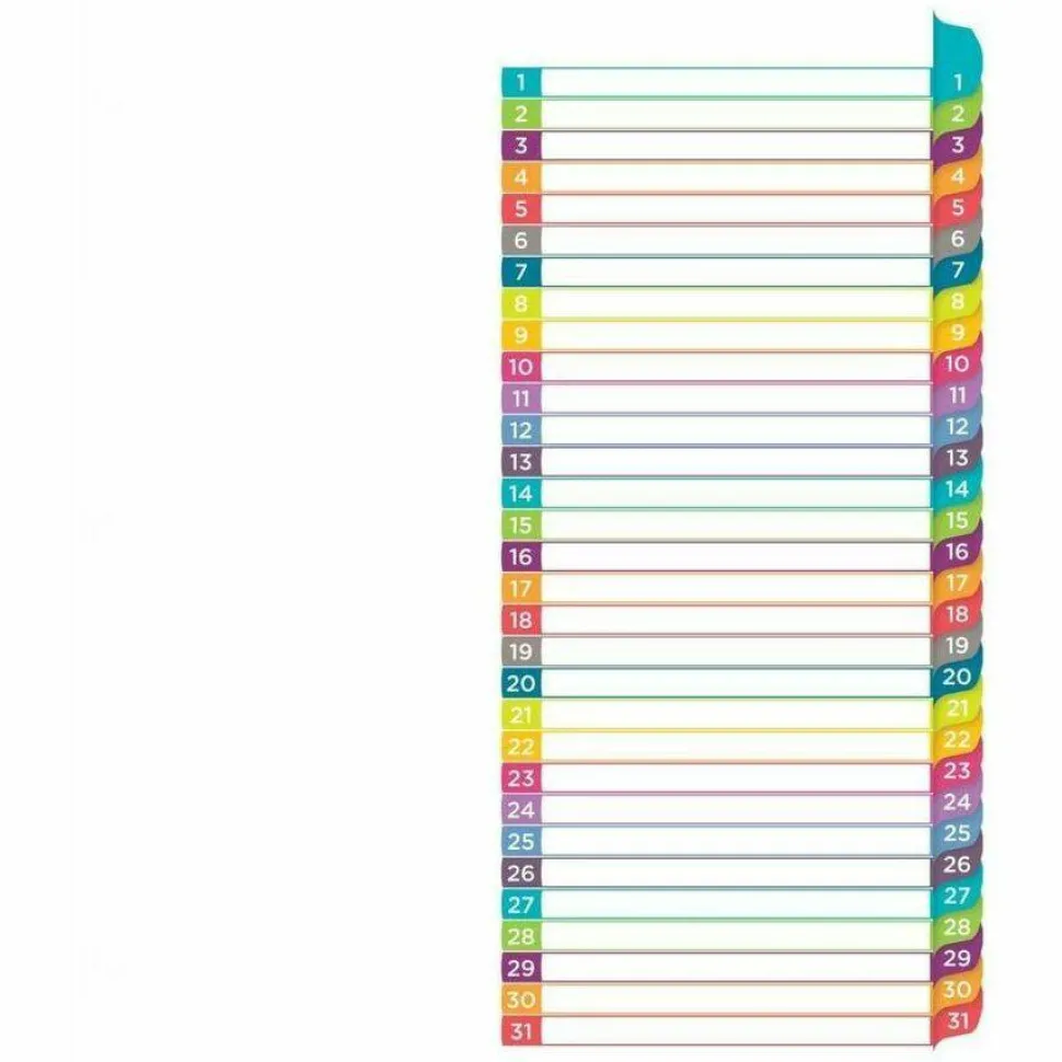 Avery Ready Index 1-31 Tab With Customizable Table Of Contents Binder Dividers, 8-1/2" x 11", 31 Tab, White/Multicolor, 1 Set