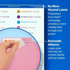 Avery Removable File Folder Labels, 2/3" x 3-7/16" , 750 Labels (8066)