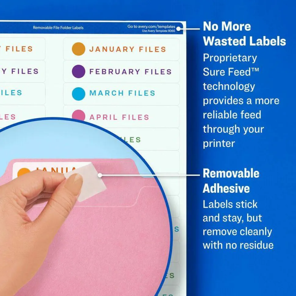 Avery Removable File Folder Labels, 2/3" x 3-7/16" , 750 Labels (8066)