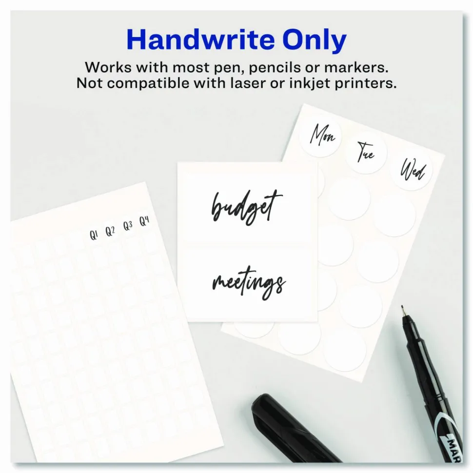 Avery Removable Labels, Non-Printable, 5424, Rectangle, 5/8" x 7/8", White, Pack Of 1,050 Small Stickers