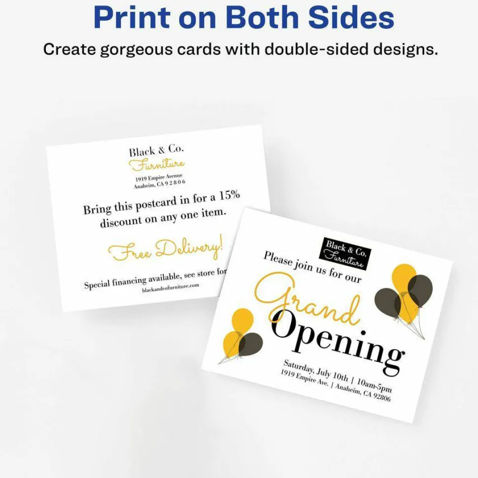 Avery(R) Printable Postcards, 4.25" x 5.5" , Textured White, 120 Blank Postcards for Inkjet and laser Printers (3380)