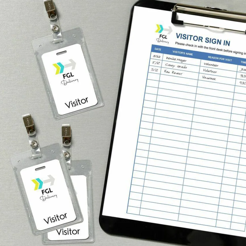 Avery Secure Top Badge Holders, For 3-1/2" x 2-1/4" Badge, Portrait With Clip, Clear, Box Of 50