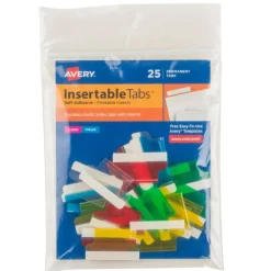 Avery Self-Adhesive Index Tabs With Printable Inserts, 1", Assorted, Pack Of 25