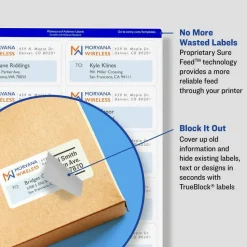 Avery Shipping Labels w/ TrueBlock Technology, Inkjet Printers, 2 x 4, White, 10/Sheet, 50 Sheets/Box