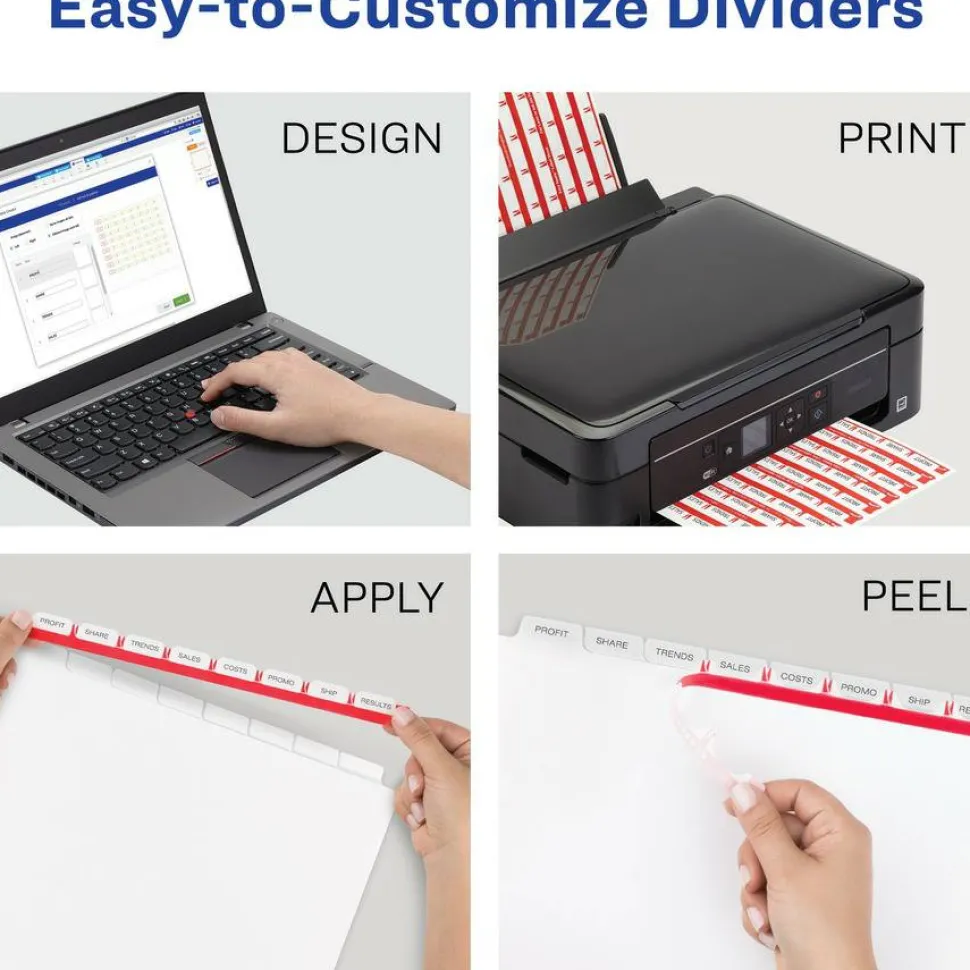 Avery 8 Tab Easy Print & Apply Clear Label Sheet Refills (11226)
