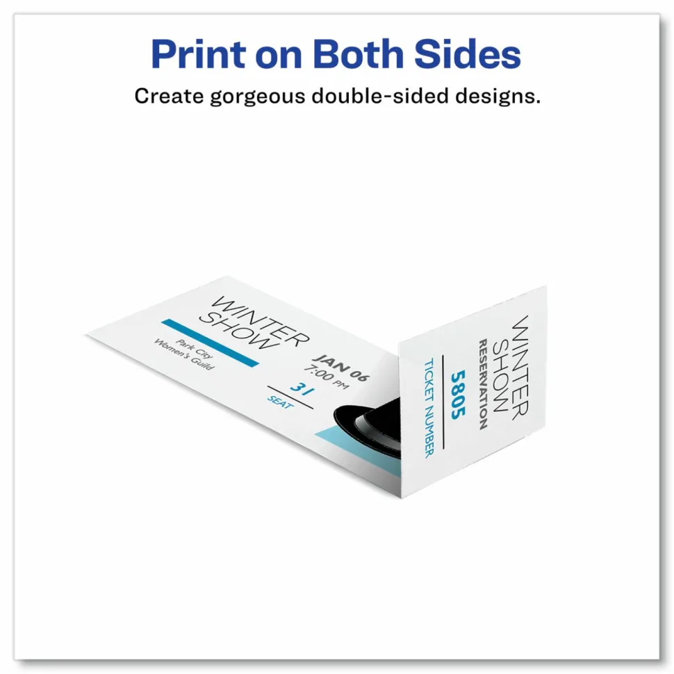 Avery Tear-Away Stubs Matte Printable Tickets - White - 500/Pack