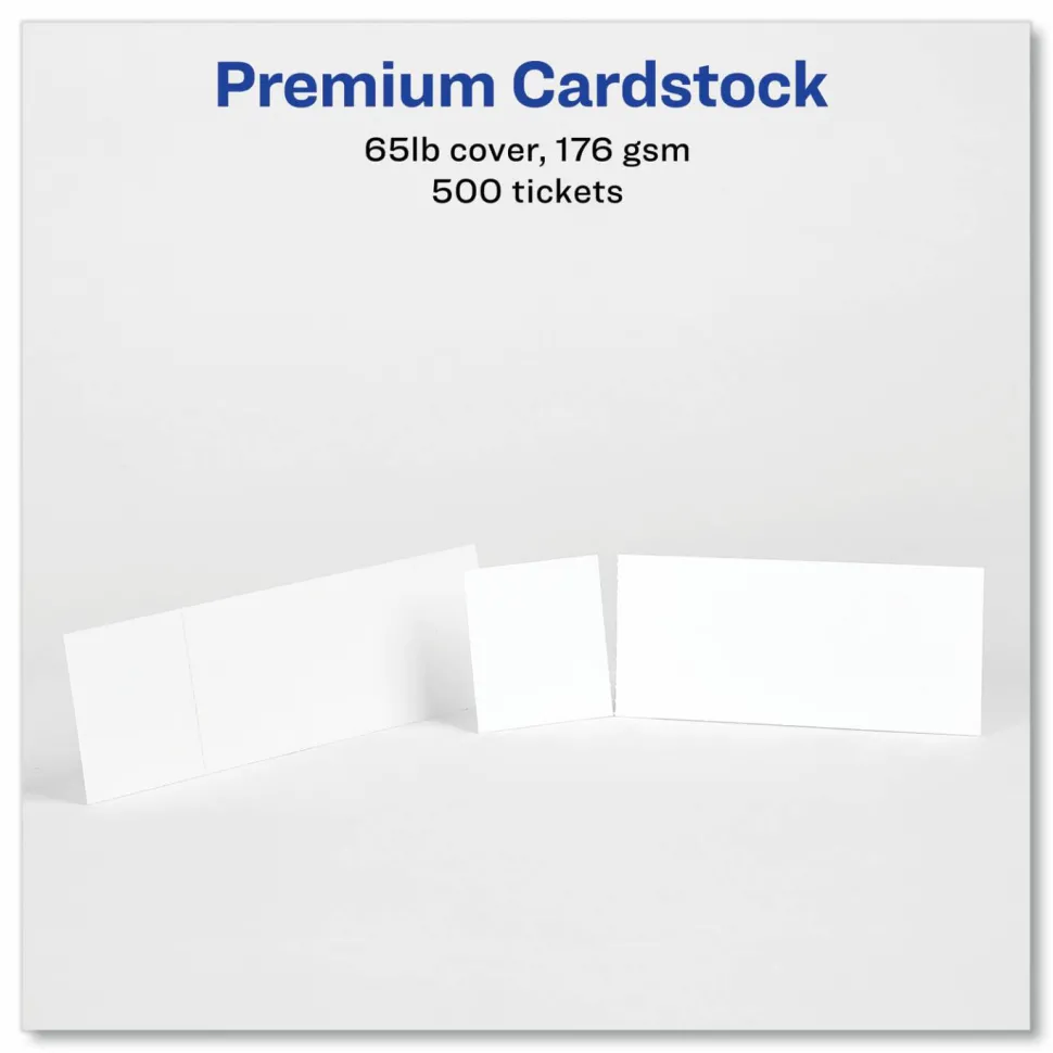 Avery Tear-Away Stubs Matte Printable Tickets - White - 500/Pack