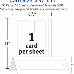 Avery Tent Cards, 3.5" x 11" , Embossed Border, 50ct (5309)