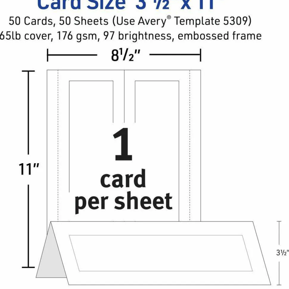 Avery Tent Cards, 3.5" x 11" , Embossed Border, 50ct (5309)