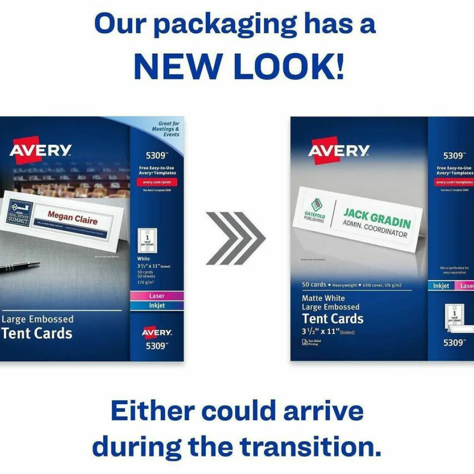 Avery Tent Cards, 3.5" x 11" , Embossed Border, 50ct (5309)