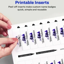 Avery The Mighty Badge Name Badge Inserts, 1 x 3, Clear, Laser, 20/Sheet, 5 Sheets/Pack