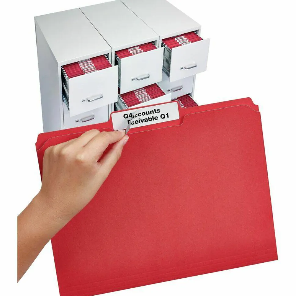 Avery TrueBlock Extra-Large Permanent Inkjet/Laser File Folder Labels, 5027, 15/16" x 3 7/16", White, Pack Of 450