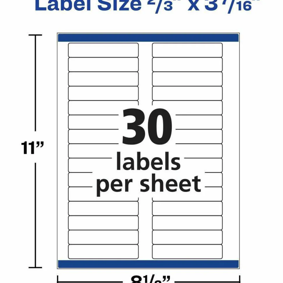 Avery TrueBlock Permanent File Folder Labels, 8366, 2/3" x 3 7/16", White, Pack Of 750