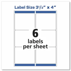 Avery TrueBlock Permanent Inkjet Shipping Labels, 8164, 3 1/3