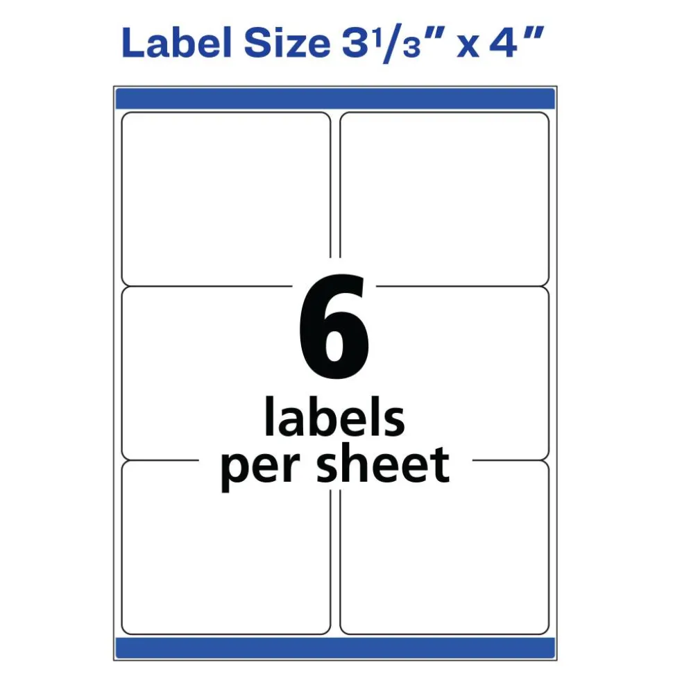 Avery TrueBlock Shipping Labels With Sure Feed Technology, 5163, Rectangle, 2" x 4", White, Pack Of 1,000