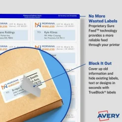 Avery TrueBlock Shipping Labels With Sure Feed Technology, 5168, Rectangle, 3-1/2" x 5", White, Pack Of 400