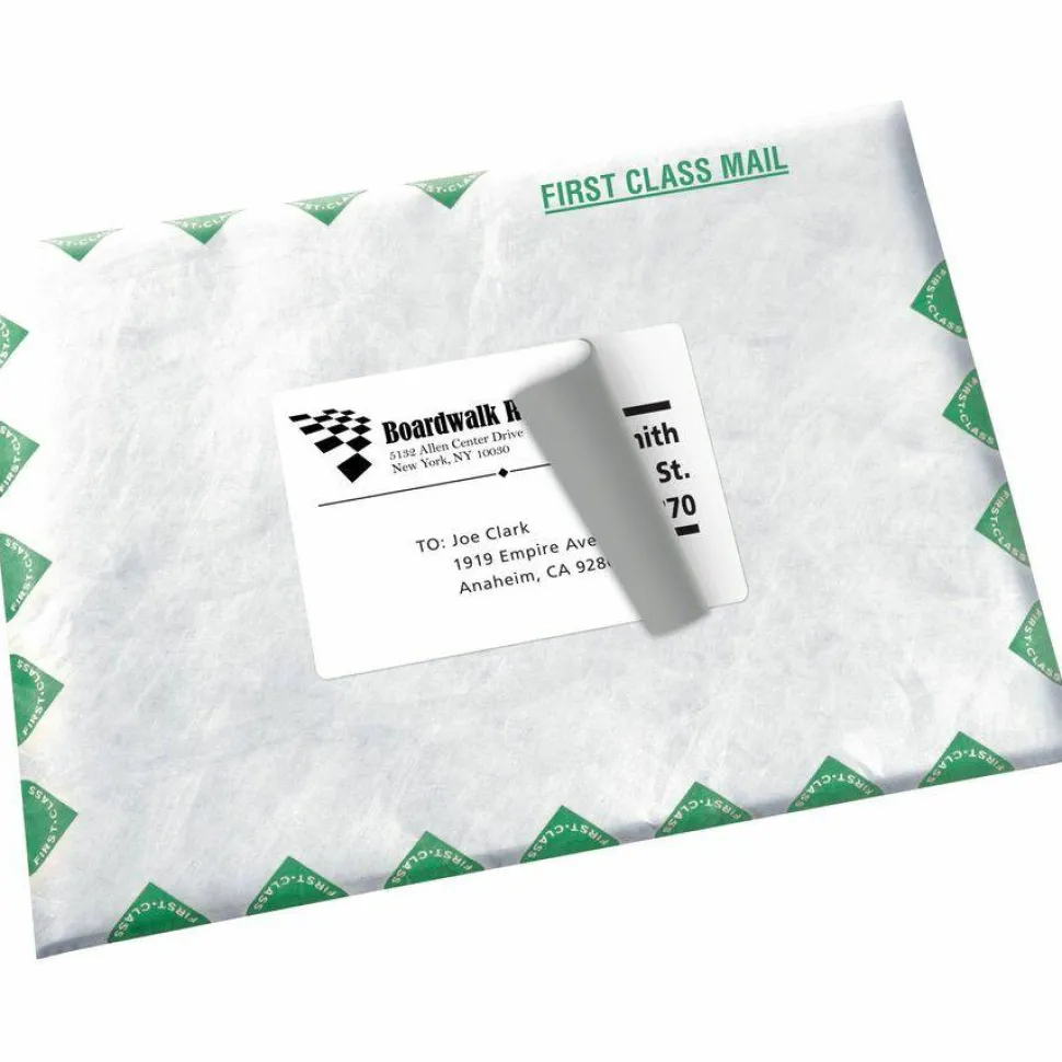 Avery TrueBlock Shipping Labels With Sure Feed Technology, 5168, Rectangle, 3-1/2" x 5", White, Pack Of 400