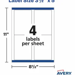 Avery TrueBlock Shipping Labels With Sure Feed Technology, 5168, Rectangle, 3-1/2