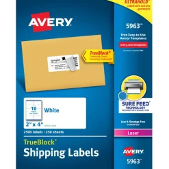 Avery TrueBlock Shipping Labels With Sure Feed Technology, 5963, Rectangle, 2