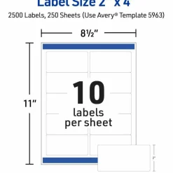 Avery TrueBlock Shipping Labels With Sure Feed Technology, 5963, Rectangle, 2