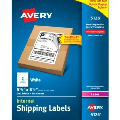 Avery TrueBlock White Laser Shipping Labels, Internet, 5126, 5 1/2