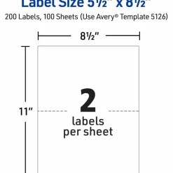 Avery TrueBlock White Laser Shipping Labels, Internet, 5126, 5 1/2
