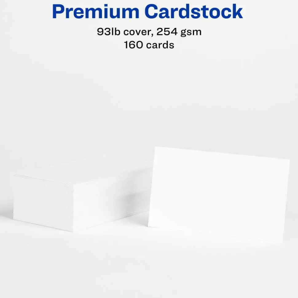 Avery True Print Print-to-the-Edge Premium Business Cards, Inkjet, 2 x 3.5, White, 8 Cards Sheet, 20 Sheets/Pack
