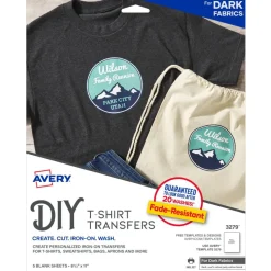 Avery T-Shirt Transfers, Dark, 3279, Pack Of 5