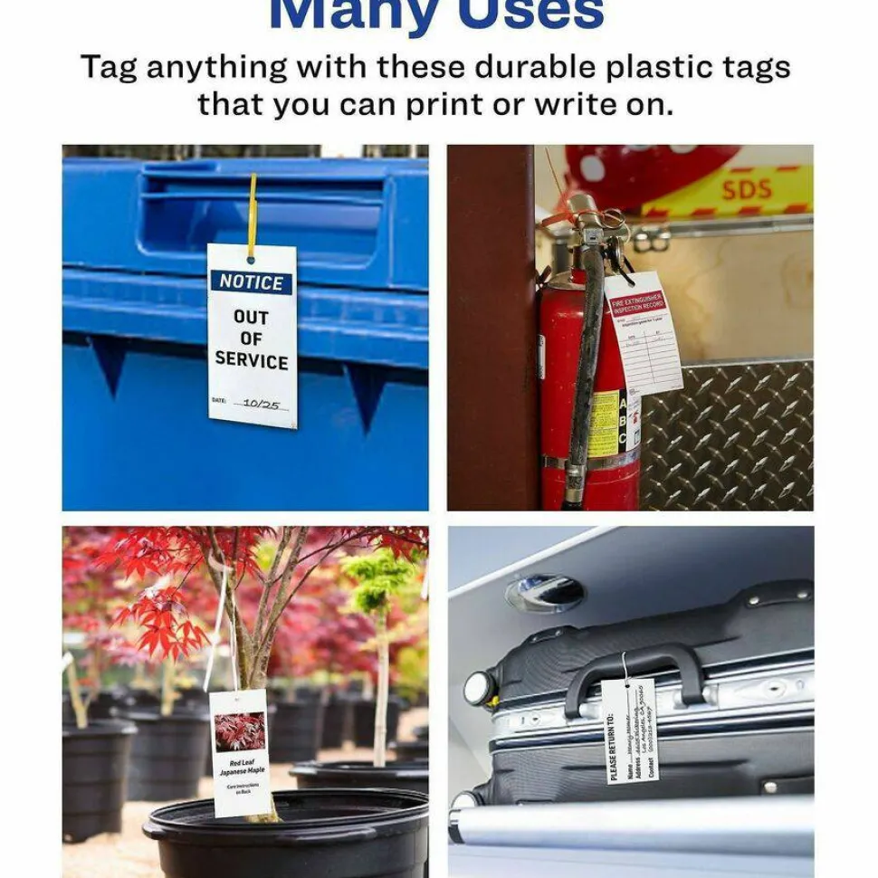 Avery UltraDuty Plastic Tags, 5.5" x 2.83" , White(62400)