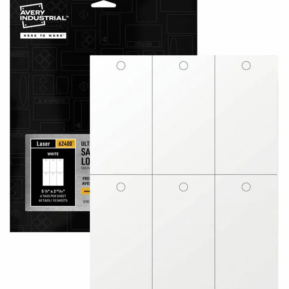 Avery UltraDuty Plastic Tags, 5.5" x 2.83" , White(62400)