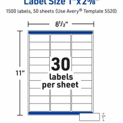 Avery Waterproof Address Labels With Ultrahold, 5520, Rectangle, 1