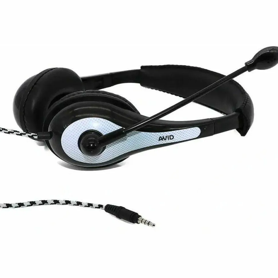 AVID Education AE-36 Headset with Noise Cancelling Microphone and 3.5mm Plug, White