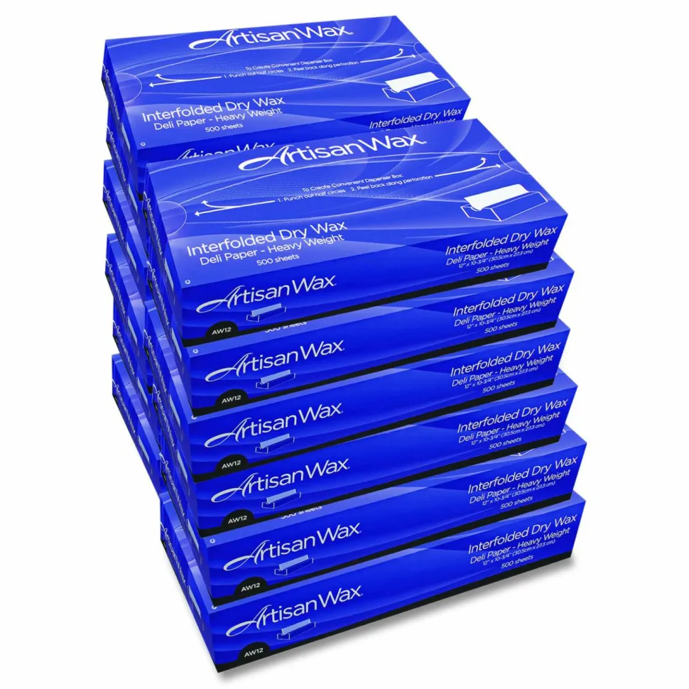 Bagcraft ArtisanWax Interfolded Dry Wax Deli Paper, 10" x 10.75", White, 500/Box, 12 Boxes/Carton
