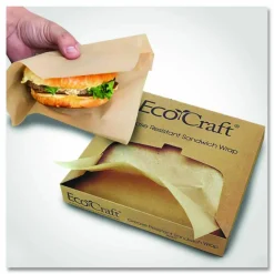 Bagcraft EcoCraft Grease-Resistant Paper Wraps and Liners, 14 x 14, Natural, 1,000/Box, 4 Boxes/Carton