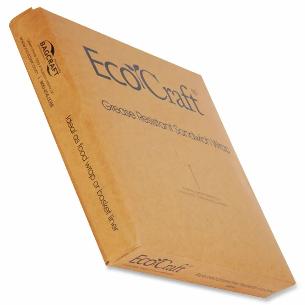 Bagcraft EcoCraft Grease-Resistant Paper Wraps and Liners, 15 x 16, Natural, 1,000/Box, 3 Boxes/Carton