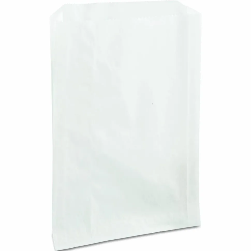 Bagcraft Grease-Resistant Single-Serve Bags, 6.5" x 1" x 8", White, 2,000/Carton