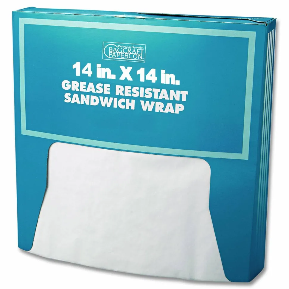 Bagcraft Grease-Resistant Paper Wraps and Liners, 14 x 14, White, 1,000/Box, 4 Boxes/Carton