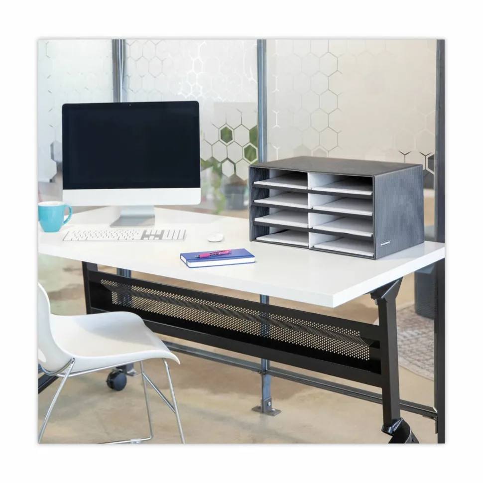 Bankers Box Literature Sorter, 10 1/4" x 19 1/2" x 12 3/8", White/Black Brocade