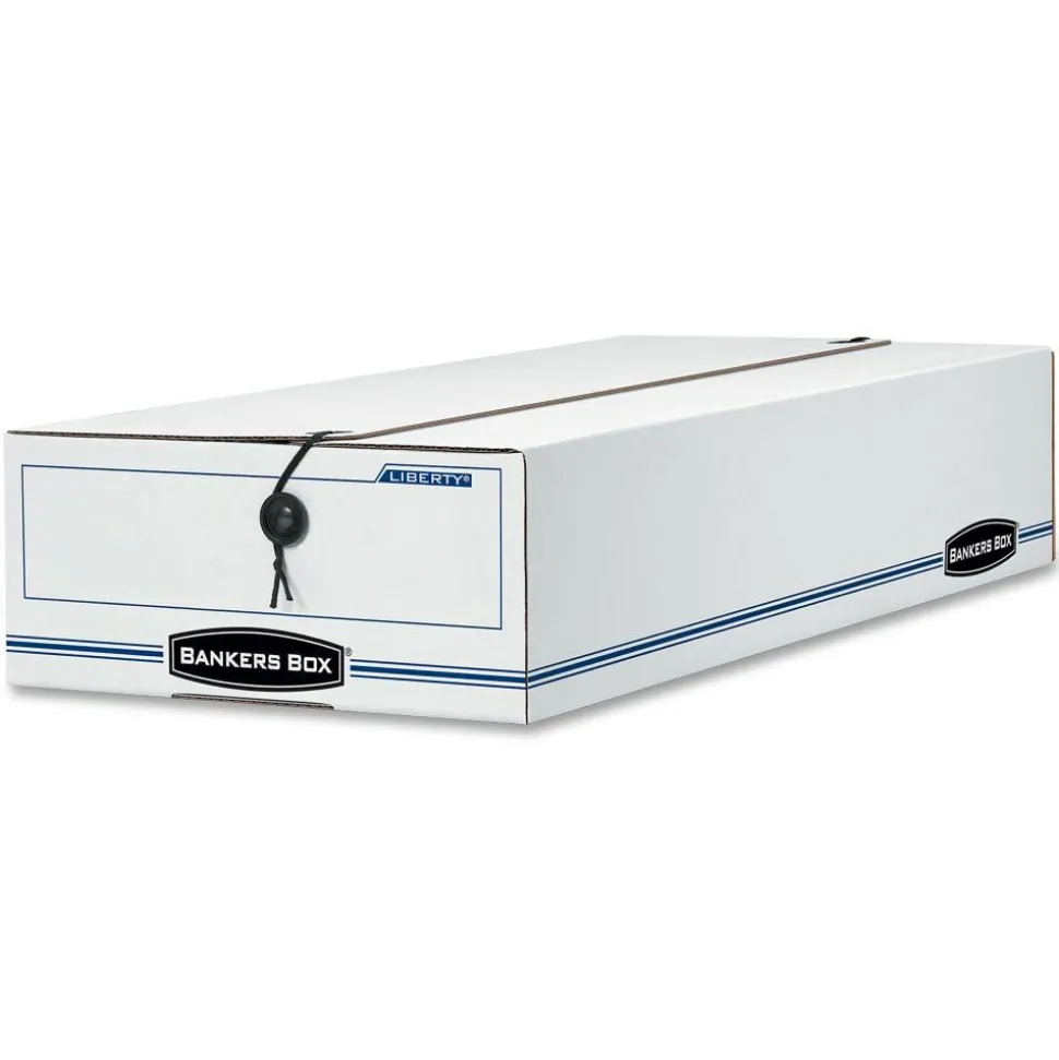 Bankers Box Liberty Basic-Duty, Check and Form Storage Boxes, 5" x 11" x 24", 60% Recycled Content, White/Blue, Case Of 12