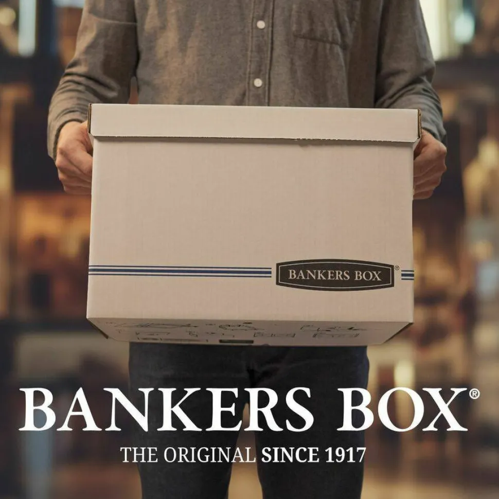 Bankers Box Liberty Plus Heavy-Duty Storage Boxes , Letter Size, 24" x 12" x 10", White/Blue, Case Of 12 - 1111104