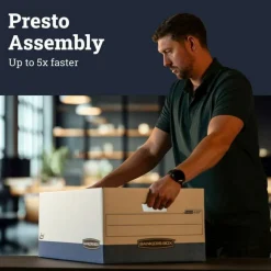 Bankers Box Presto Heavy-Duty Storage Boxes With Lift-Off Lids, Letter/Legal Size, 24