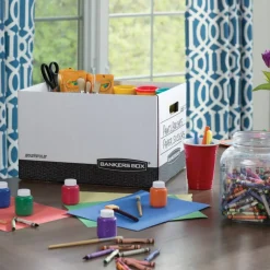 Bankers Box R Kive Heavy-Duty Storage Boxes, Letter/Legal Size, 15" x 12" x 10", White/Black, Case Of 12 - 00724