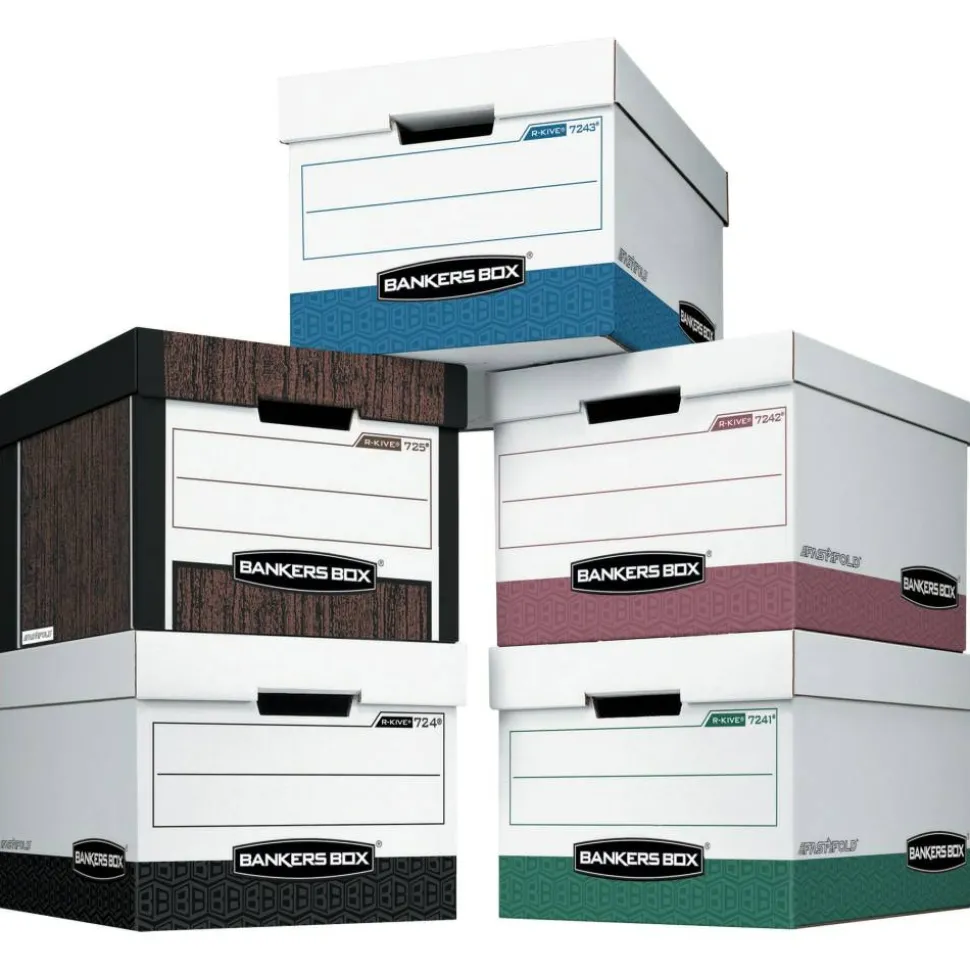 Bankers Box R Kive Standard-Duty Storage Boxes With Lift-Off Lids, Letter/Legal Size, 15" x 12" x 10", 60% Recycled, Woodgrain, Case Of 12