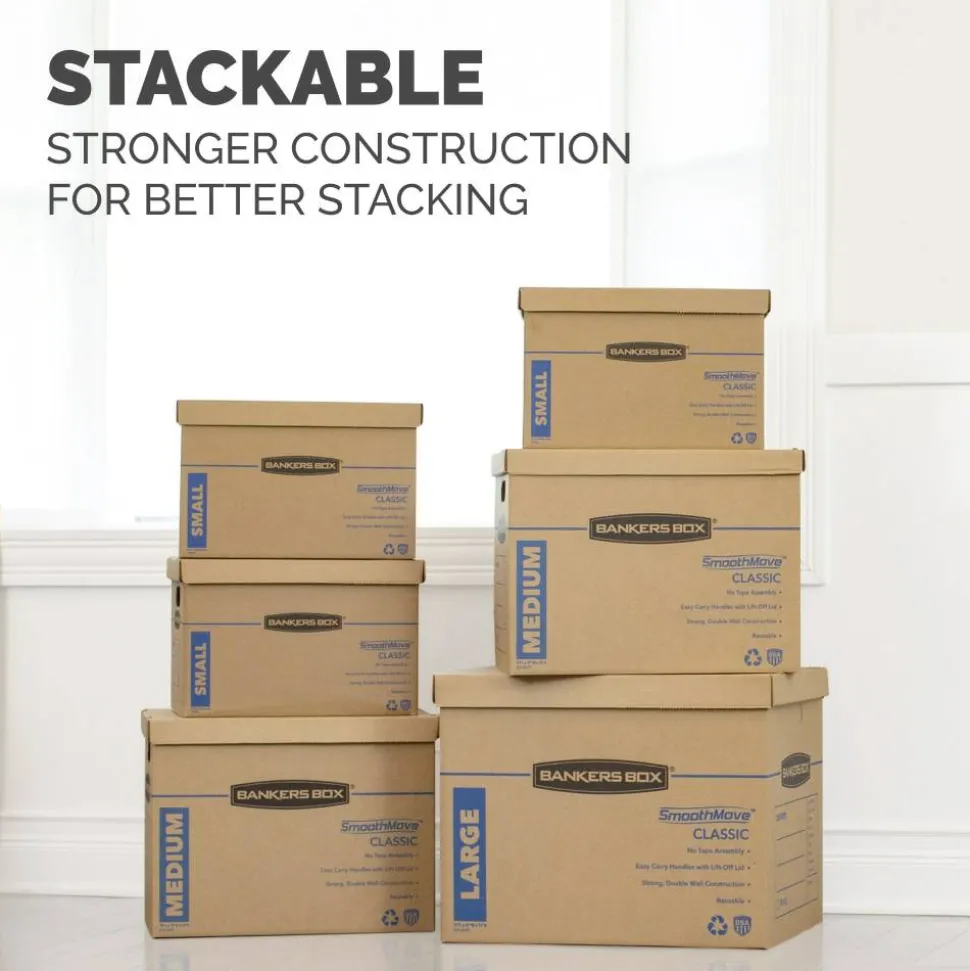 Bankers Box SmoothMove Classic Moving Boxes, 15" x 12" x 10", Kraft, Pack Of 5