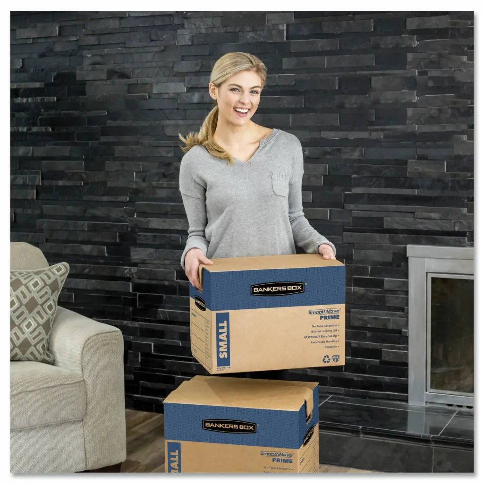 Bankers Box SmoothMove Prime Moving & Boxes, 16" x 16" x 18", Kraft Brown, Case Of 8