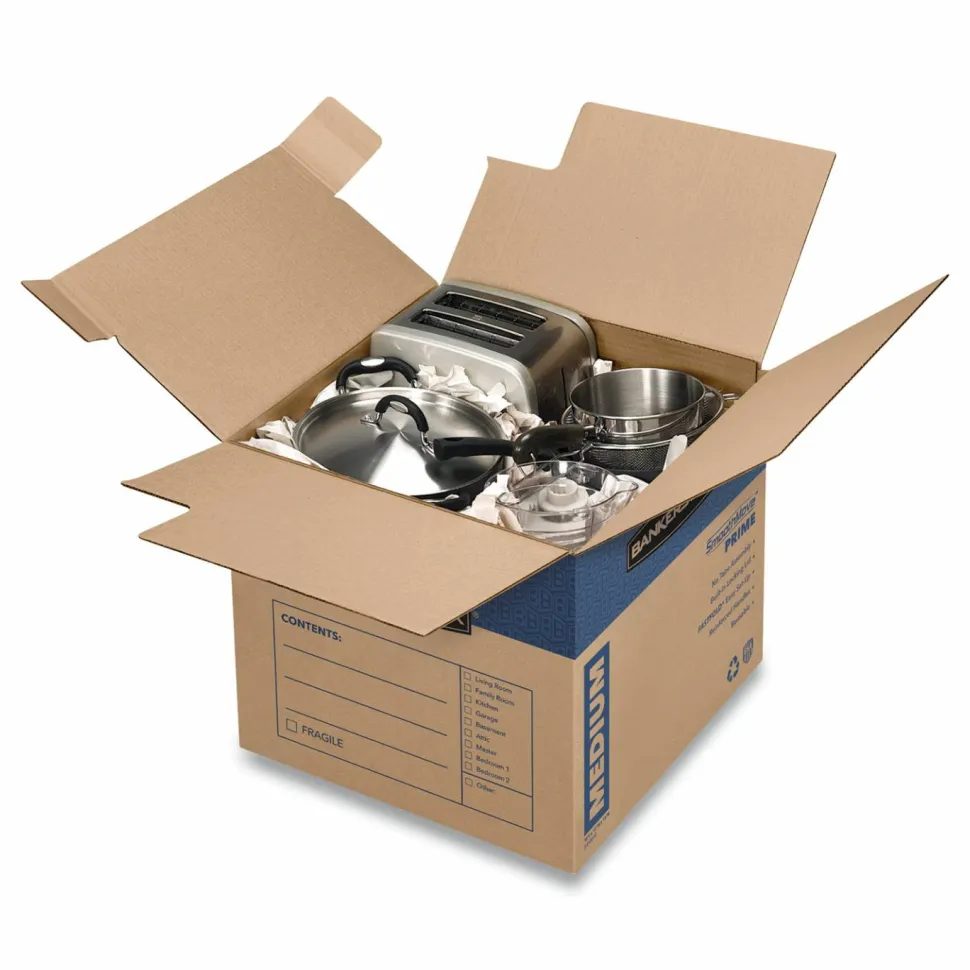 Bankers Box SmoothMove Prime Moving & Boxes, 16" x 16" x 18", Kraft Brown, Case Of 8
