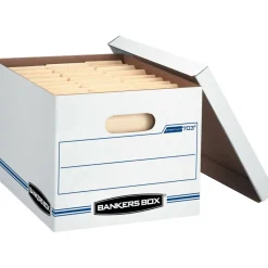 Bankers Box Stor/File Boxes With Lift-Off Lids, Letter/Legal Size, 12 1/2" x 16 5/16" x 10 1/2", White, 4/Carton